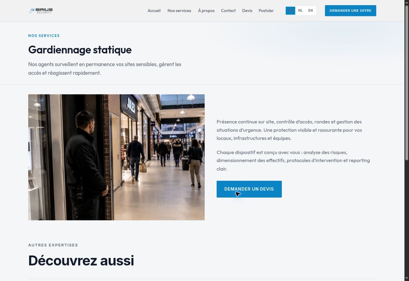 Sirius Security guarding page